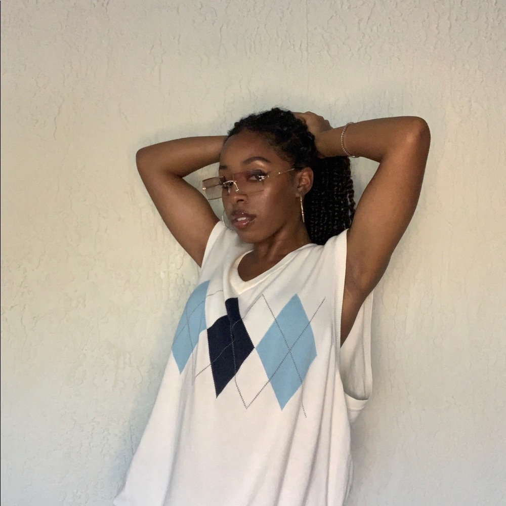 Cream Argyle Sweater 🧵Y2K